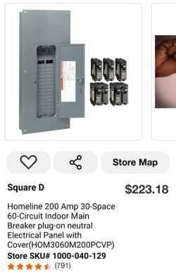 Square D
Homeline 200 Amp 30-Space 60-Circuit Indoor Main Breaker