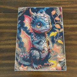 Baby Dragon Diamond Art Canvas, Completed