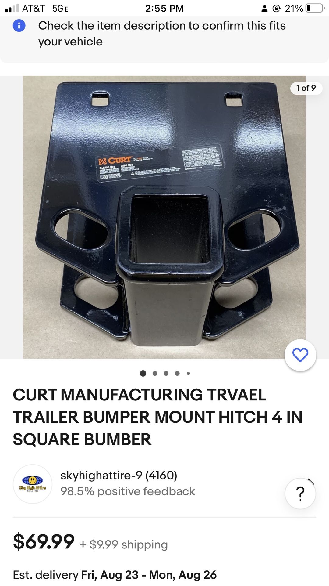 Curt Tow Hitch 4 Inch