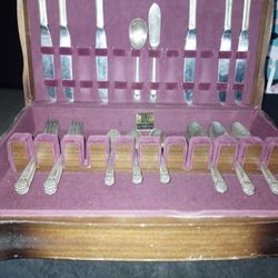 Antique 1847 Roger Brothers Real Silver And Stainless Silverware Set