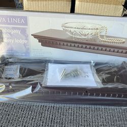 Mahogany Finish Gallery Ledge Floating Wooden Shelf Brown New