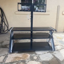 TV Stand – Black Steel with 3 Shelves