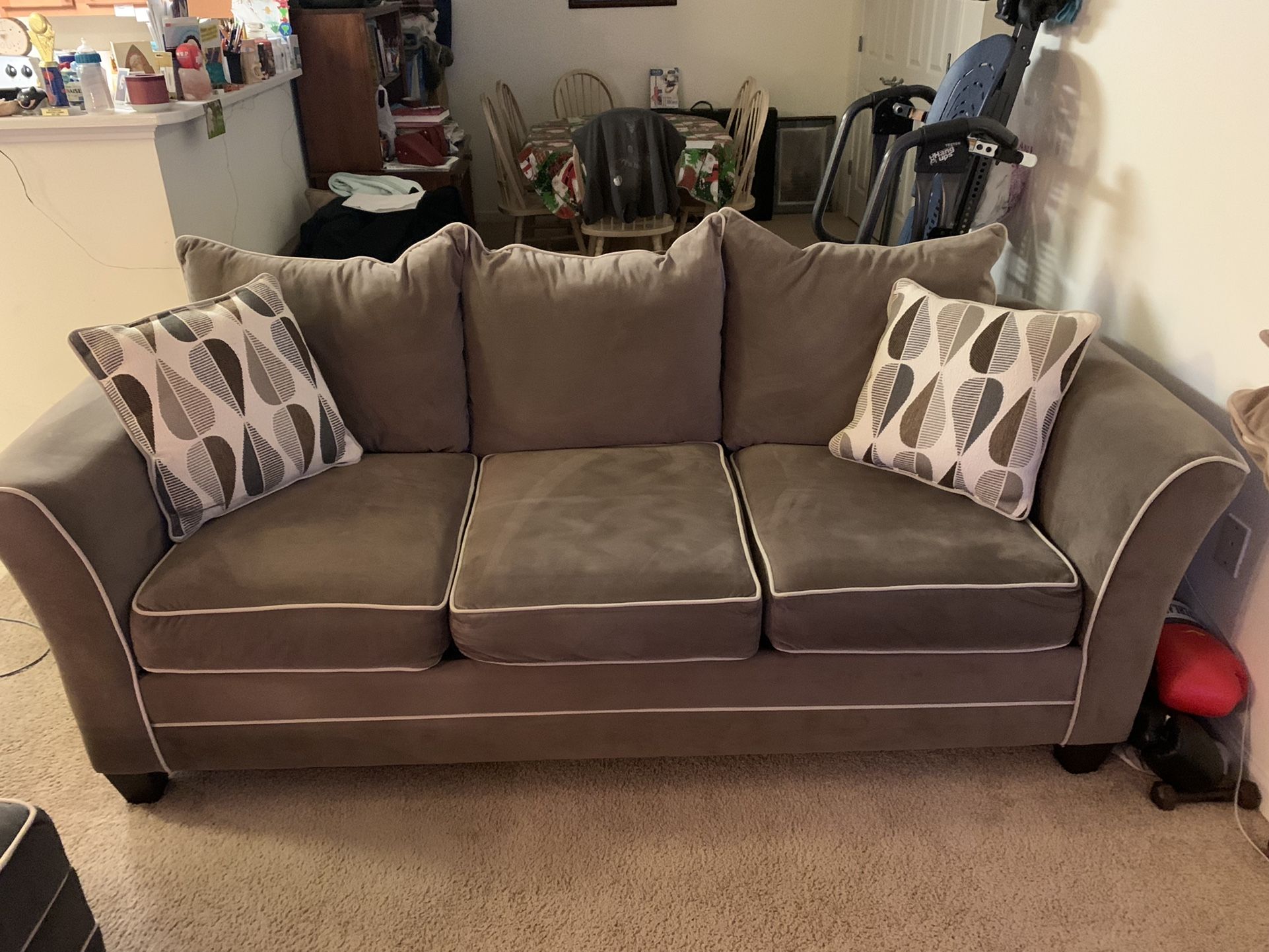 Brown Microfiber Couch /Oversized Chair And Ottoman