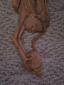 Hand-Carved Wooden Figure Wall Art