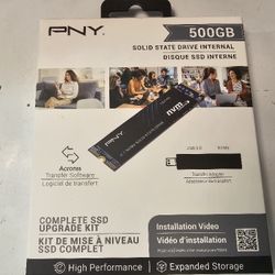 PNY 500GB M.2 NVMe Gen4 x4 Internal SSD Upgrade Kit with Transfer Adapter and Software

