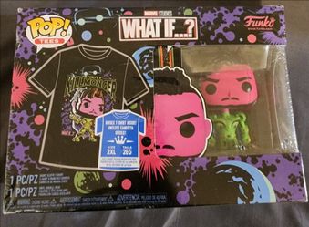 New sealed funko pop & tee : Marvel killmonger blacklight- size 2xl
