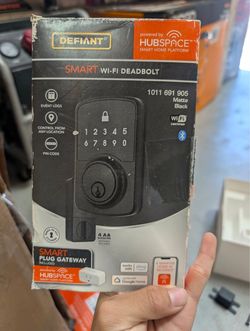 Defiant Square Compact Matte Black Electronic Single Cylinder Deadbolt Wi-Fi Enabled Powered by Hubspace