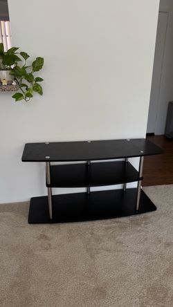 Wide 3-Tier TV Stand Black/Chromej