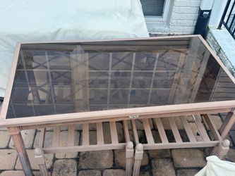 Hampton Bay Metal and Glass Top Console Table