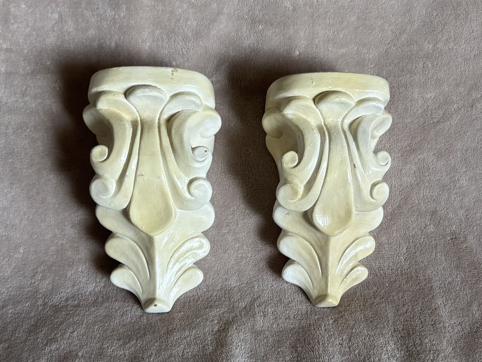 French Provisional Shabby Chic Canary Yellow White Rod Holders Sconces