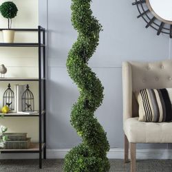 5ft Tall Realistic Artificial Spiral Boxwood Topiary