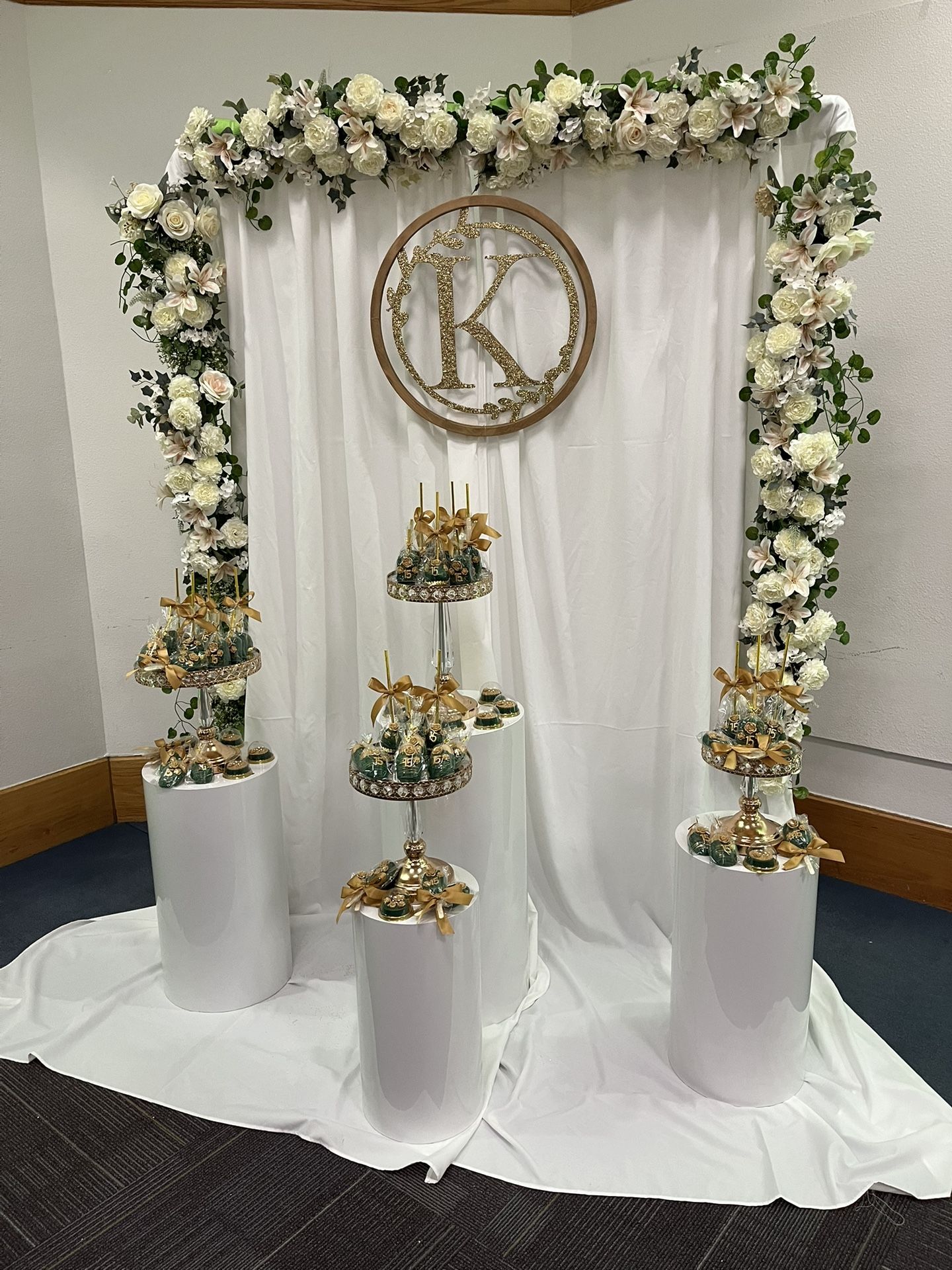 Pastry Backdrop With White Tins