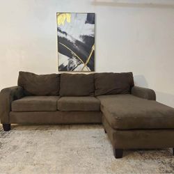 Brown Suede 3-Seater Sectional Sofa