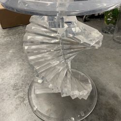 Vintage Mid Century Modern Spiral Stacked Helix Lucite Sculptural Pedestal Table