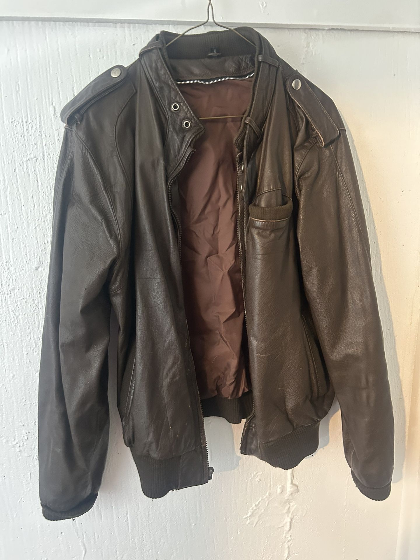vintage brown leather jacket