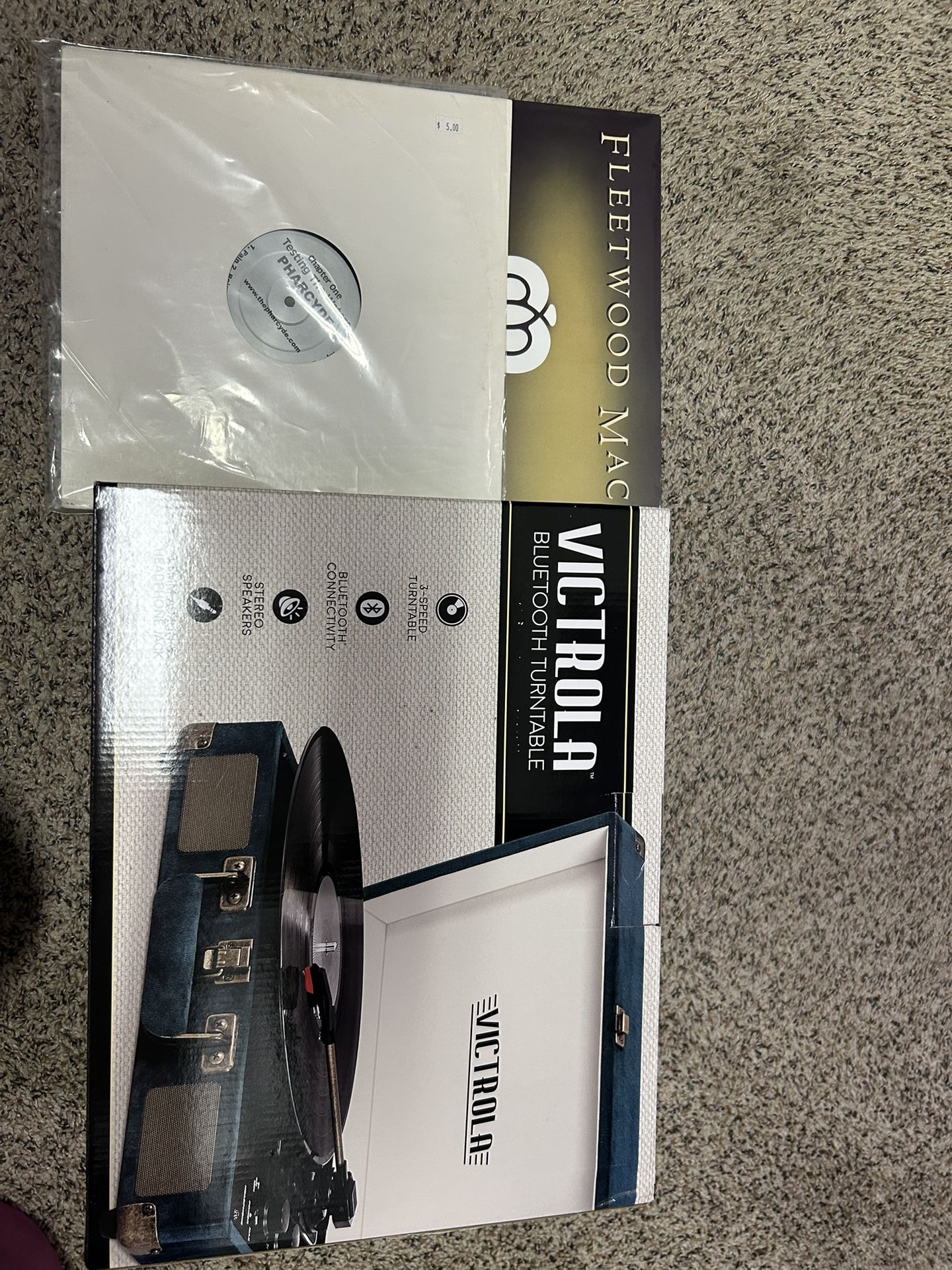 Victorla Record Player With 2 Records