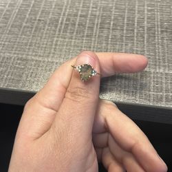 14k gold Moss Agate & Diamond ring