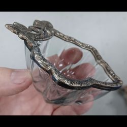 #1534, Vintage cut art glass, silver