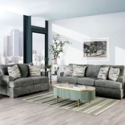 Brand New Super Plush Grey Sofa & Loveseat (Pillows Included)