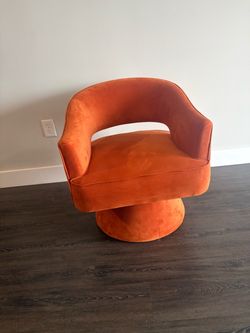 Orange Velvet Swivel Accent Chair