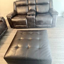 Brown Rocking Chair, Recliner Couch Set
