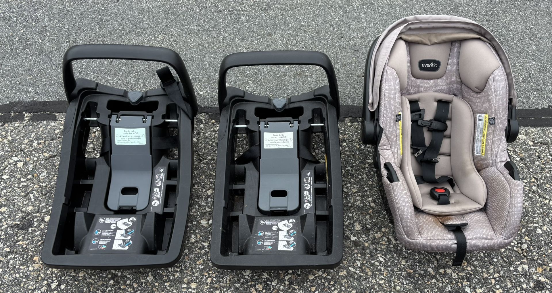 Evenflo Litemax Safemax 2.0 Car Seat + 2 Bases