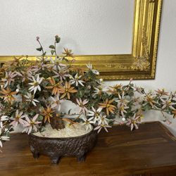 Vintage Chinese Jade Bonsai Tree Glass Flowering Xlarge