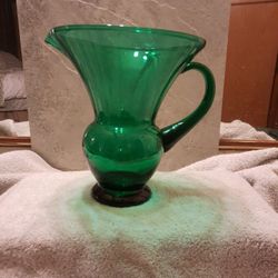 Large  RIBBLE GREEN Blown Glass Vase PORUGAL
