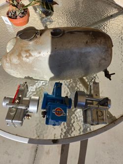 Vintage moto carburetors & gas tank