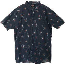HARLEY-DAVIDSON Men's Navy Floral Aloha Collared Button Down Shirt Size XXL