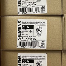 Siemens QF250A 50A GFCI Circuit Breaker — New