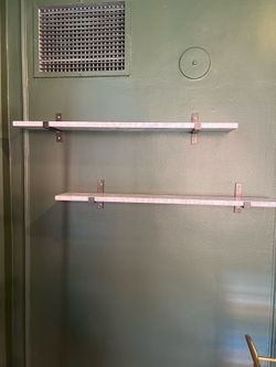 Pair of Solid Marble Floating Shelves with Metal Brackets