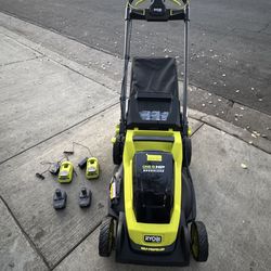 RYOBI ONE+ HP 18V Brushless 20 in. Cordless Battery Walk Behind Self-Propelled Lawn Mower w/ (2) 4.0