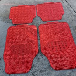 Metallic red 4 piece car/truck floor mats