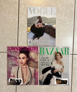 3 Brand new 2026 fashion magazines: Vogue, Harper’s Bazaar, Town & Country