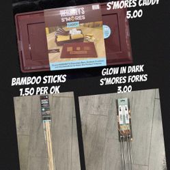 Hershey’s S’mores Caddy, Forks, Bamboo Sticks  NEW - Priced Each 