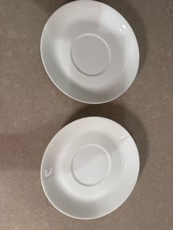 White Ceramic Saucers Set of 2
