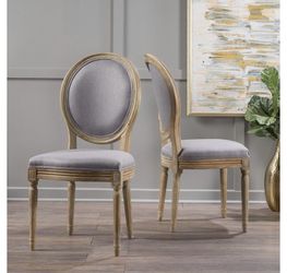 Gray Upholstered Wooden Dining Chairs, 2 piece Set