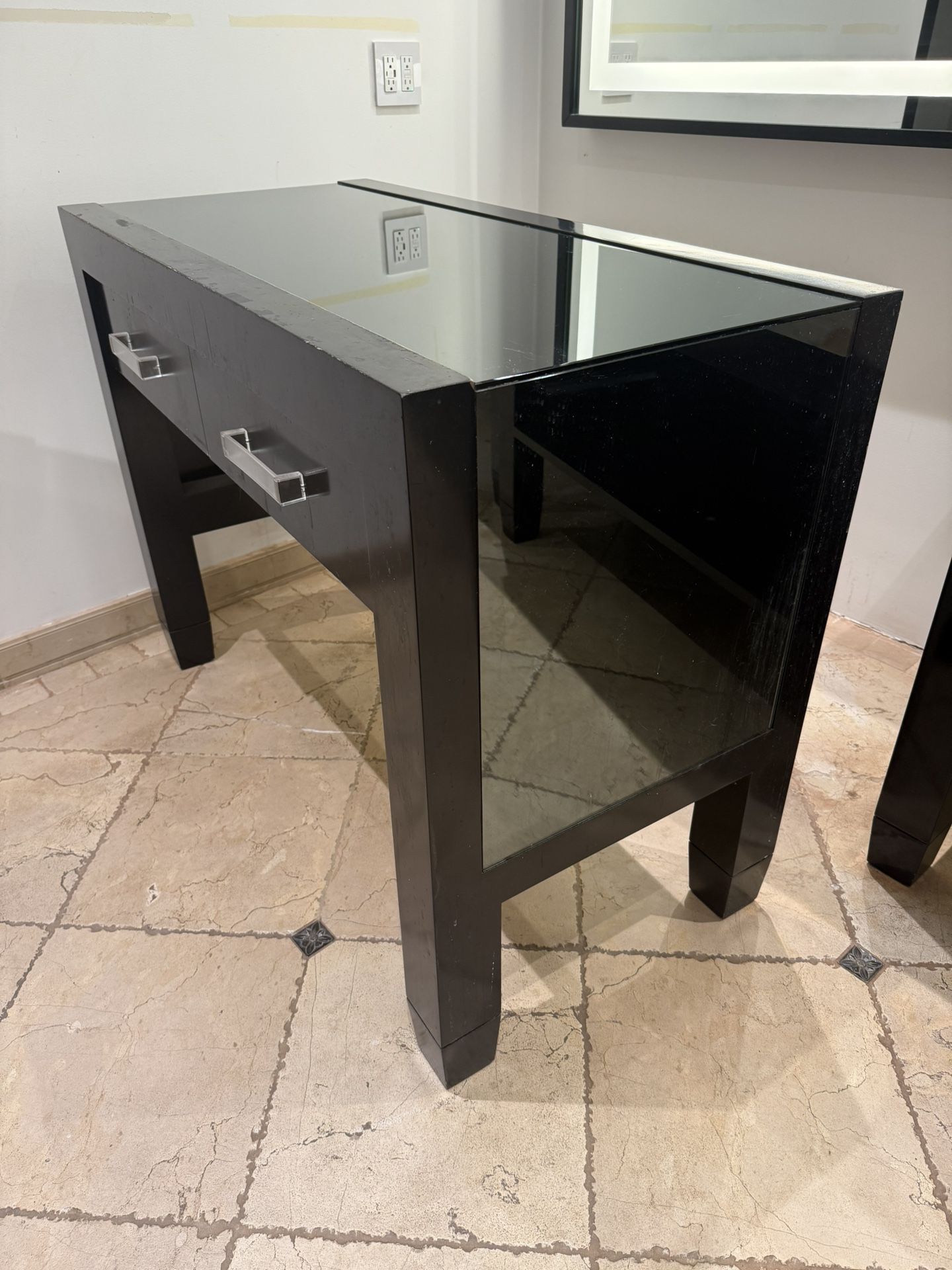 FREE - GRATIS - Mirrored Bathroom Vanity Makeup Spa Salon Station Business Store Display Desk Black Lacquered - 2 Available!!!