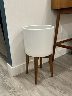 West Elm Large Pot w/ Teakwood Base