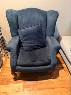 Free blue wingback armchair