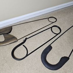 Large Safety Pin Metal Wall Art - 3 Pc Set