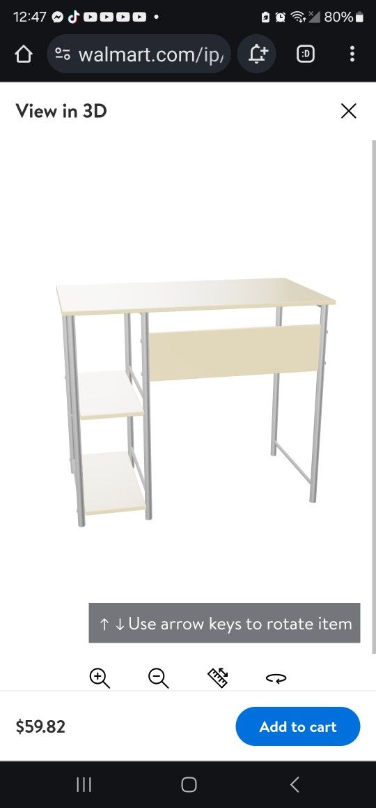 Mainstays Metal Student Computer Desk, White