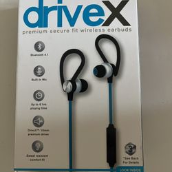 Brand New Pom Gear DriveX Secure Fit Wireless Bluetooth Earbuds - Blue