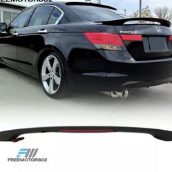Fits 08-12 Accord Sedan OE Factory Matte Black ABS Trunk Spoiler & LED Brake