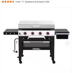 Brand New Daytona 4-Burner Propane Gas Grill 36 in. Flat Top Griddle in Black with Stainless Steel Lid