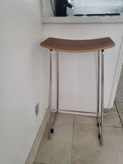 Stools .(2) Wood top. Metal base
