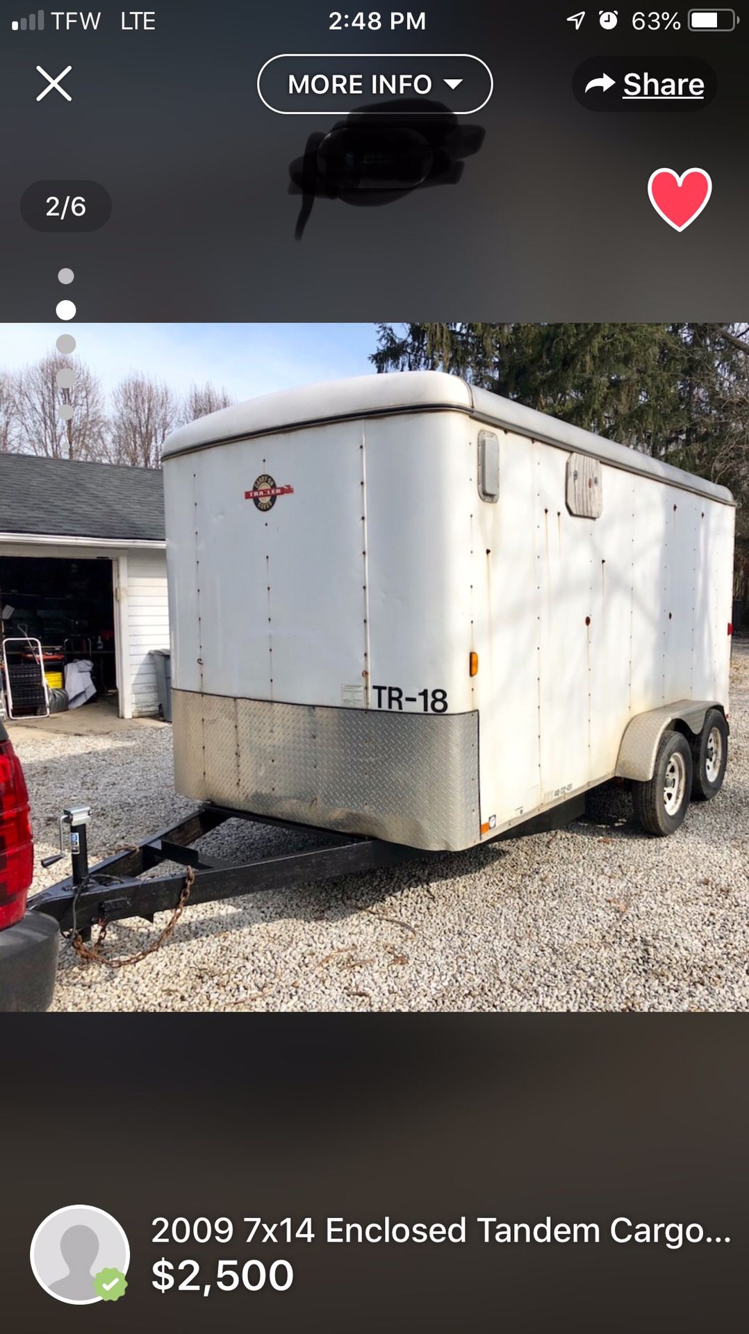 Enclosed trailer 7x14 double axel