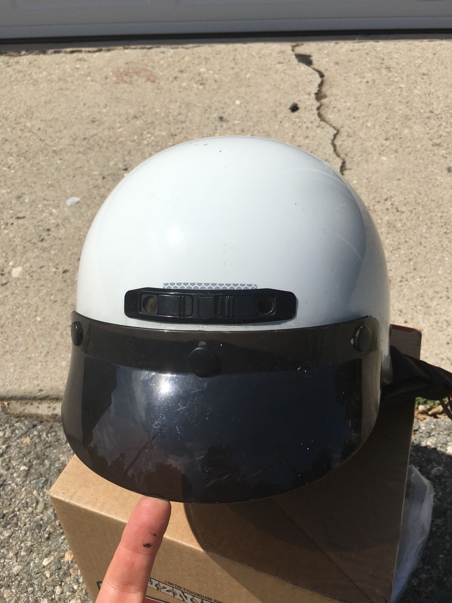 White Cop Motorcycle Helmet Medium
