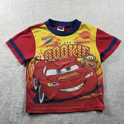 Vintage Disney Pixar Cars T-Shirt Size Youth 5/6 Red Lighting McQueen Y2K #2B